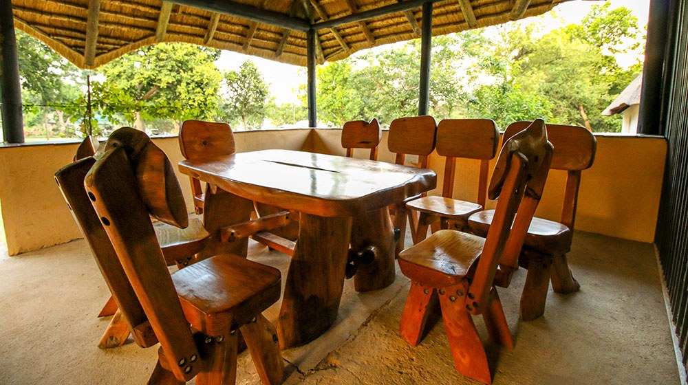 Covered outdoor dining area
