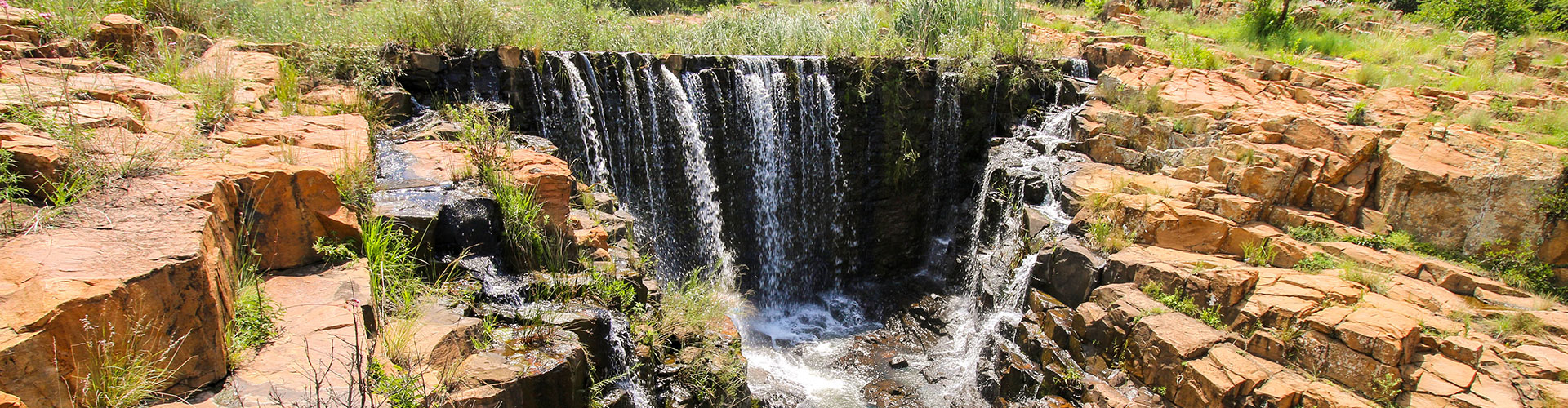 Water cascading over rocks at Nkwe